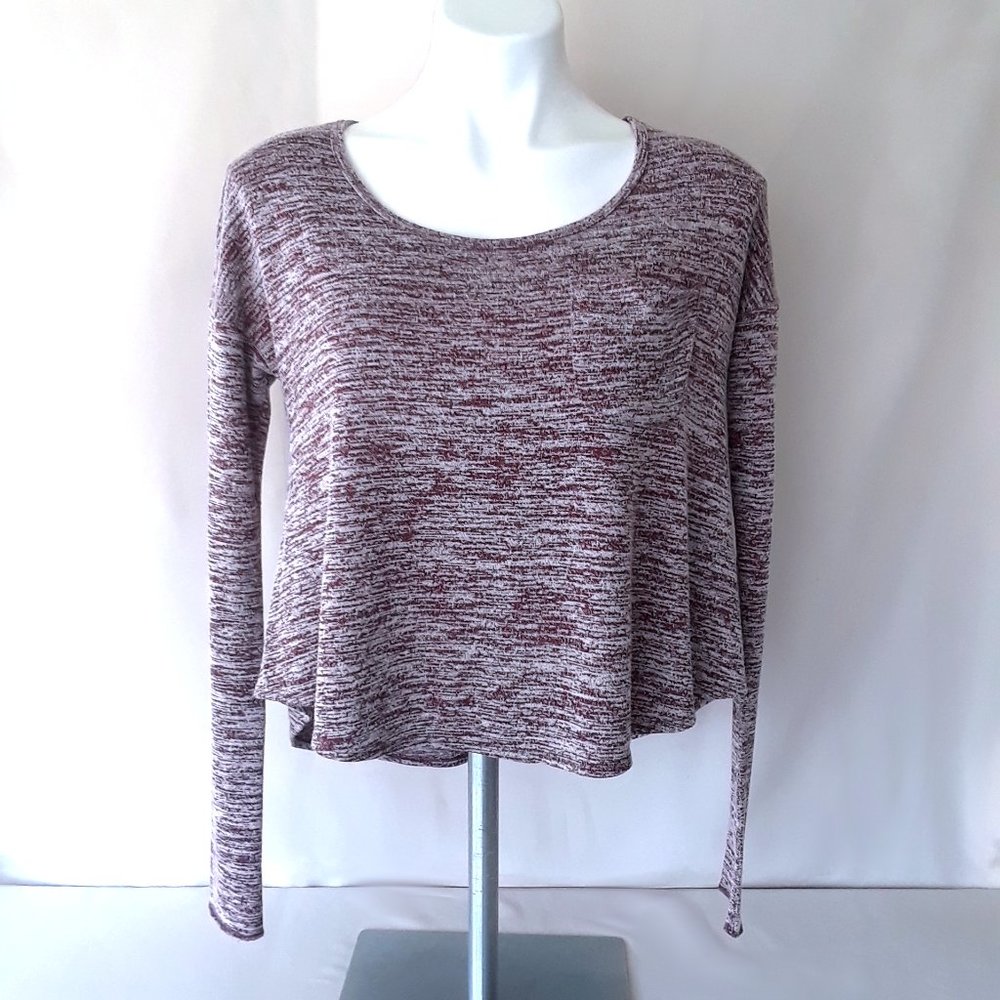 Hollister Heathered Maroon Silver Oversize Fit Long Sleeve Women's Shirt Size XS